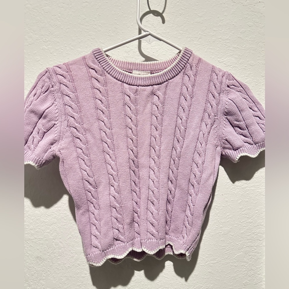 Pastel purple knitted short sleeves top